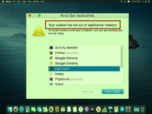 Your system has run out of application memory что делать mac os