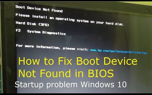 hard disk test failed boot device not found 03f0