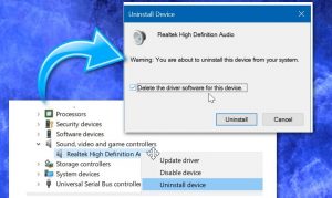 install realtek hd audio driver failure error code 0001
