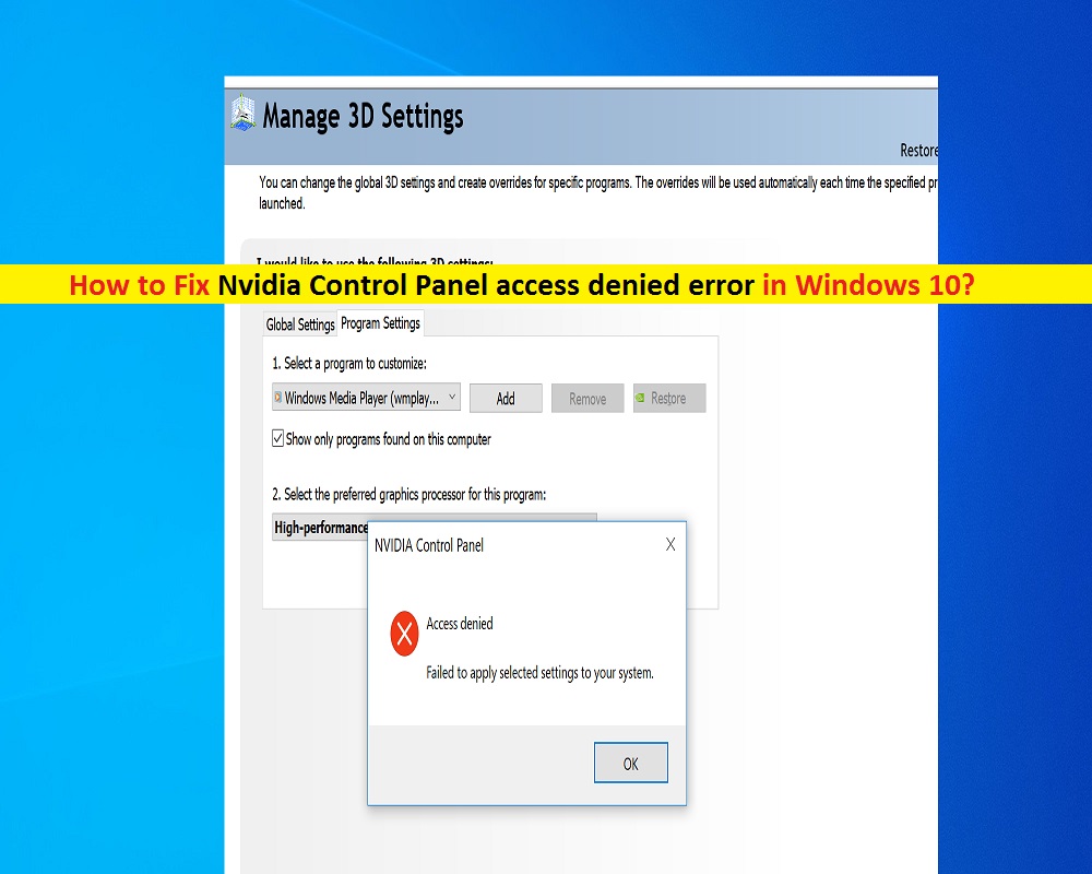 nvidia control panel windows 10 set programs